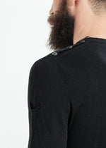 Button Shoulder Pullover in Black